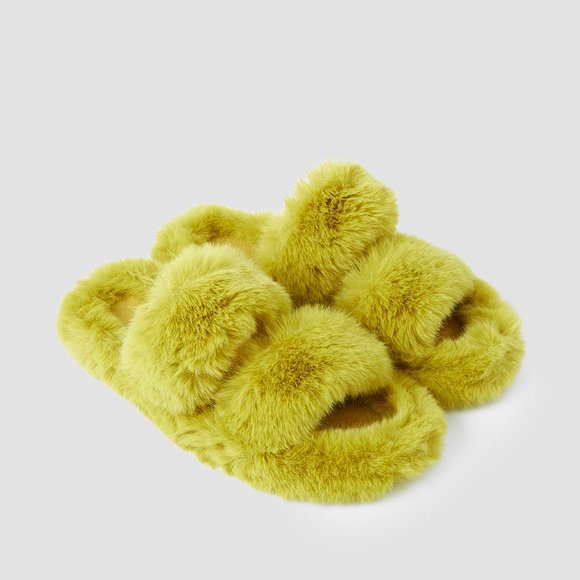 lattelier Shoes - Lattelier Two Band Furry Slippers